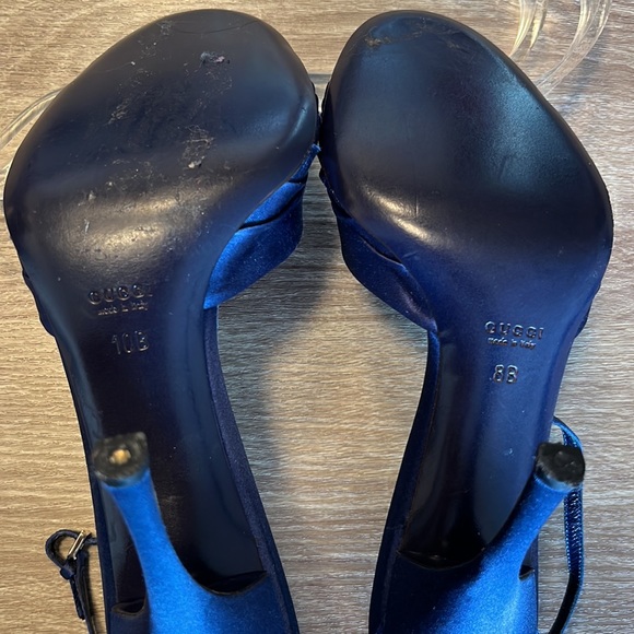 Authentic Gucci Blue Satin with Swarovski Crystal Sandals/Heels (Mismatch) - Picture 7 of 16